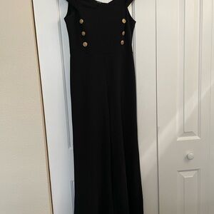 Elegant Black Jumpsuit with Gold Buttons